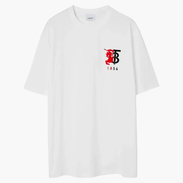 Burberry kontrast logotyp grafisk bomull t-shirt vit