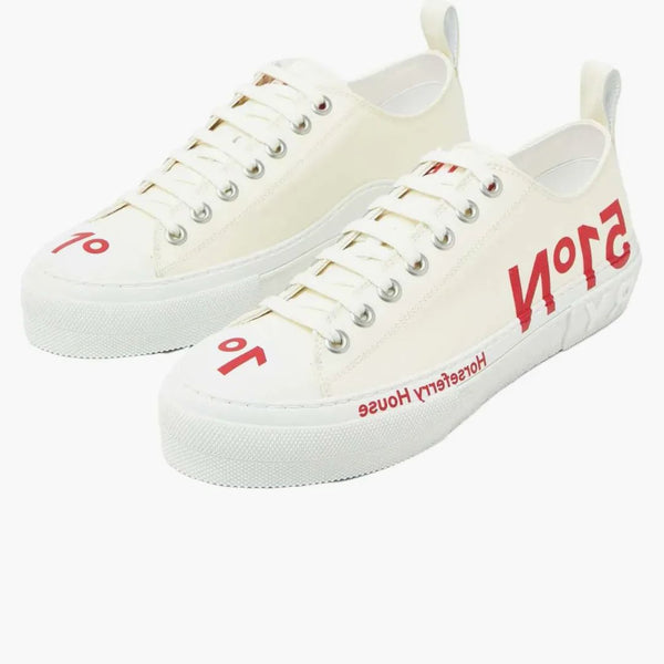 Burberry Coordinates Printed Lace-up Sneakers White Red