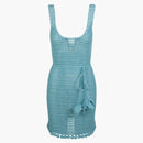 Burberry virkningstickad bälte-midja ärmlös klänning