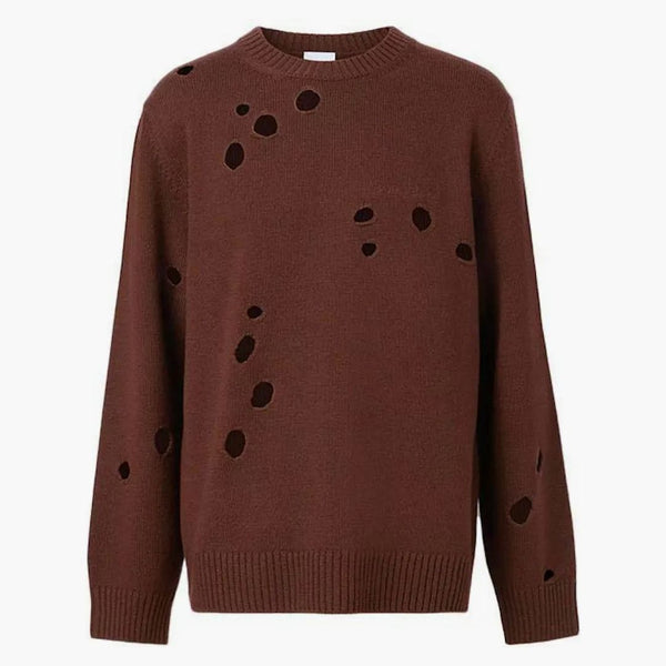 Burberry cutout detalj ull tröja mörkröd