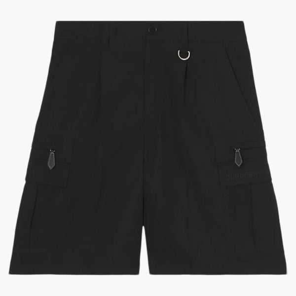 Burberry D-Ring Detail Cotton Gabardine Cargo Shorts Black