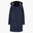 Burberry Detachable Hood Diamond Quilted Coat Navy