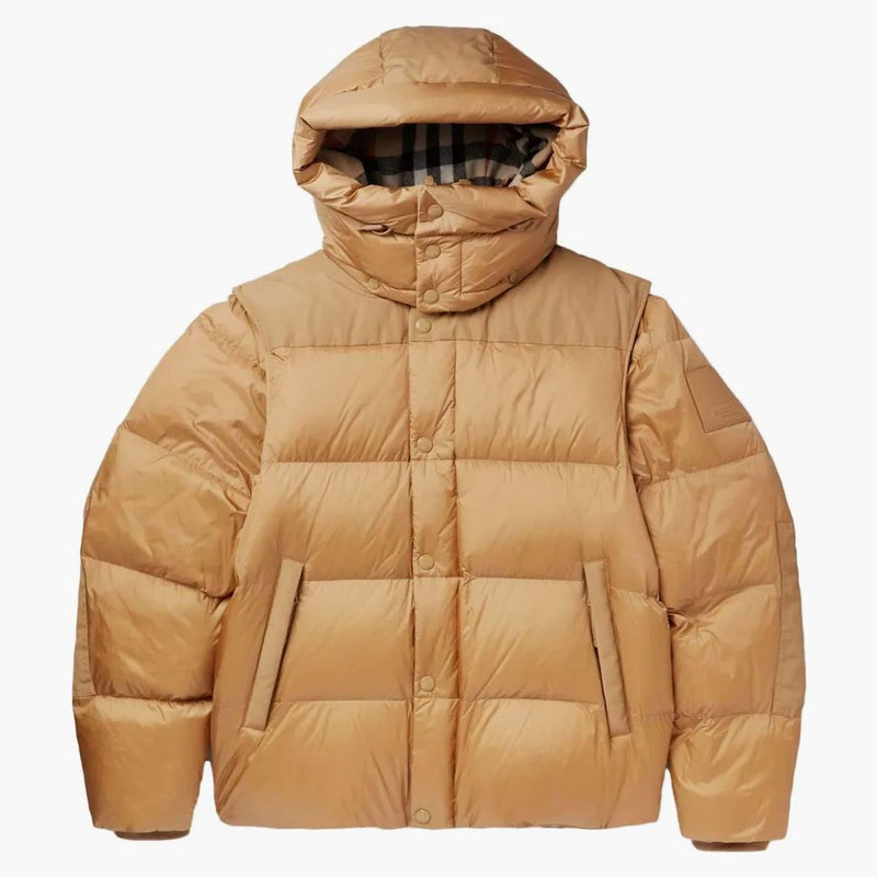 Burberry löstagbar ärmkontroll huva buffertjacka honung