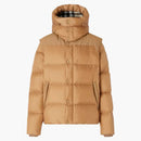 Chaqueta búfer con capucha de manga desmontable de burberry miel tibia