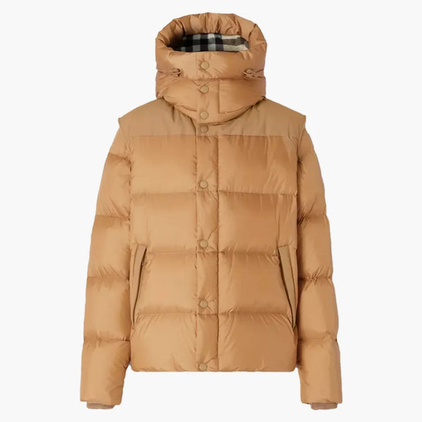 Burberry Detachable Sleeve Hooded Buffer Jacket Warm Honey