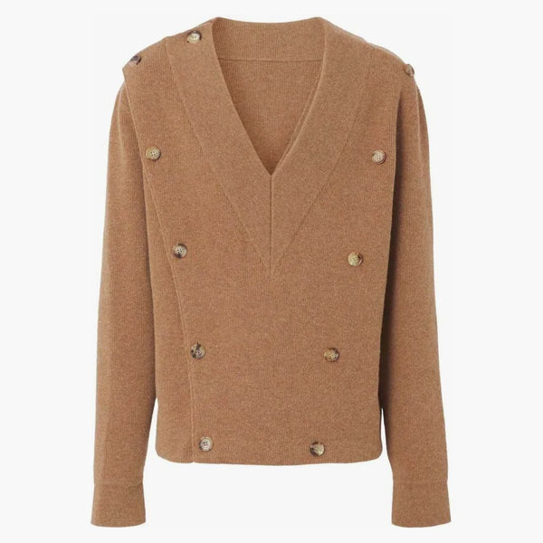 Burberry dubbelbröst v-ringning jumper brun