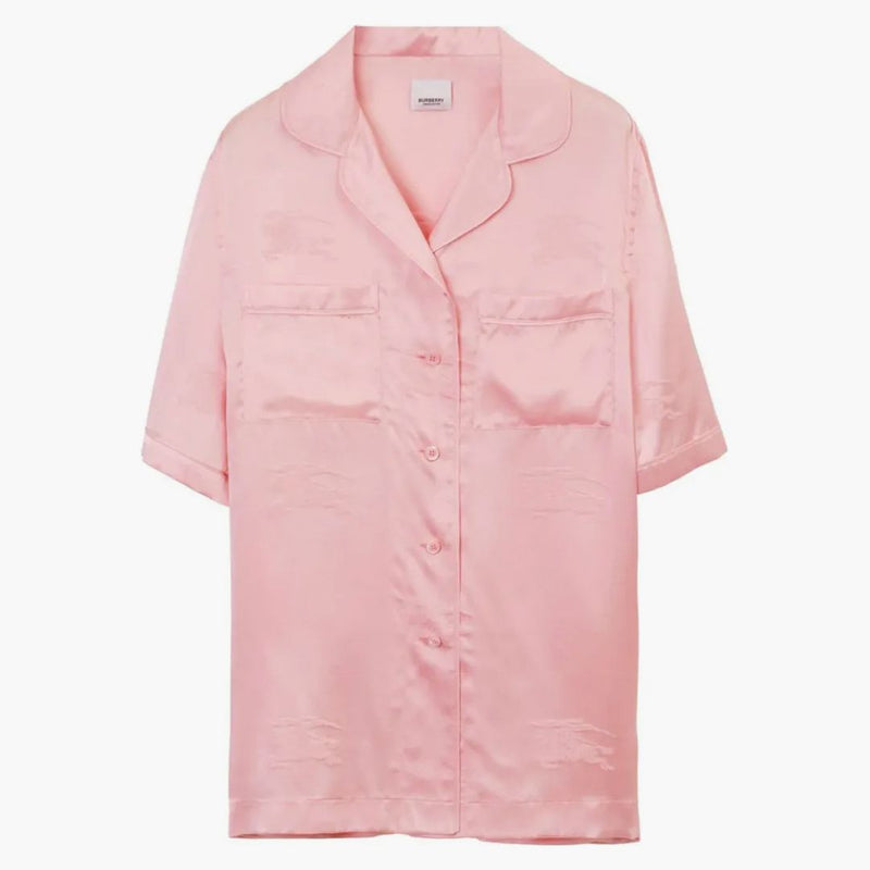 Burberry Ekd Jacquard Silk Pyjama Shirt Pink