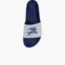Burberry Ekd Monogram-print Leather Slides Blue