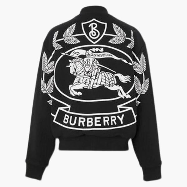 Burberry Ekd Print Cotton Oversized Bomber Jacket Black/White