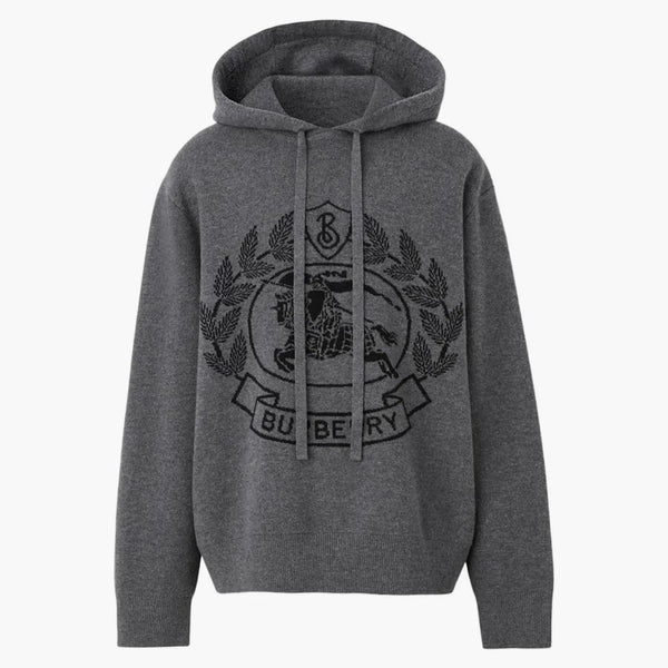 Burberry Ekd Wool Jacquard nadrozměrná mikina tmavě šedá melange