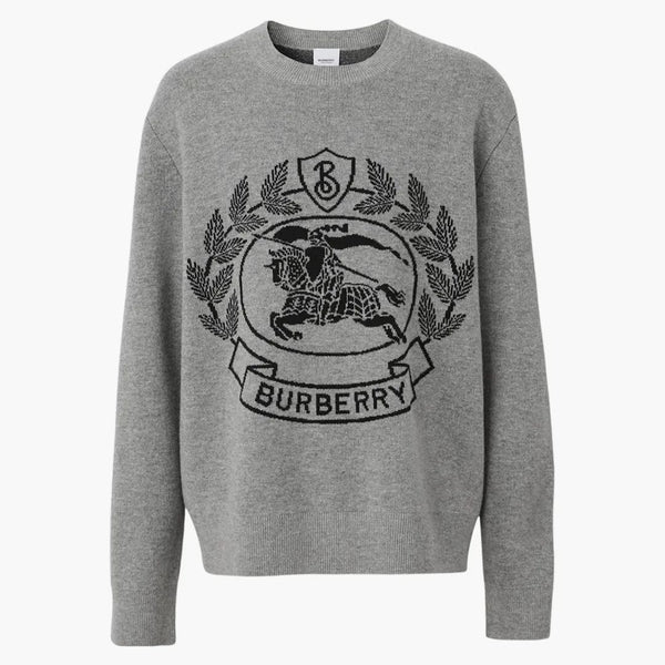 Burberry ekd vlna jacquard nadrozměrný svetr tmavý hrom šedá