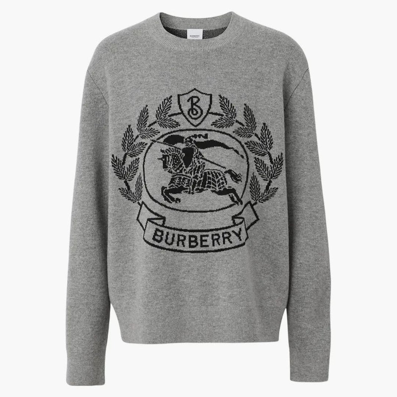 Burberry EKD Wool Wool Jacquard Overszed Swater Dark Thunder Grey