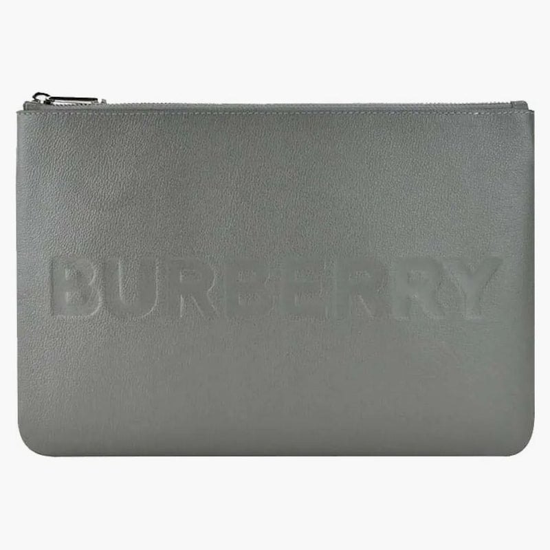 Burberry präglad läderpåse kol grå