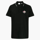 Burberry bordado gráfico logo polo camisa negra