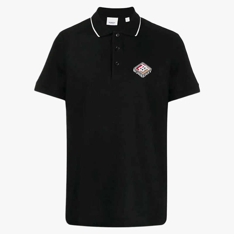 Vyšívané grafické logo pólo košile černé