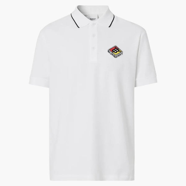 Burberry ricamato a polo di polo logo bianco