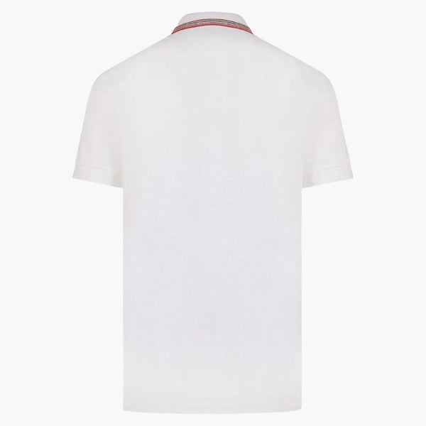 Burberry ricamato a polo biologico piquone in cotone bianco