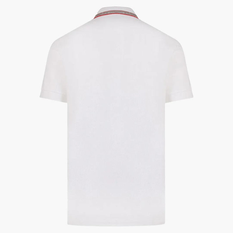 Burberry Embroidered Logo Biologic Piqu Cotton Polo Shirt White