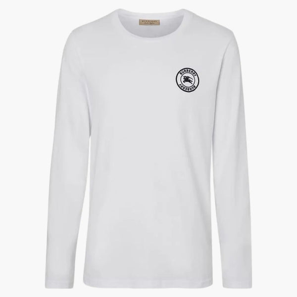 Burberry broderad logotyp bomull långärmad t-shirt vit