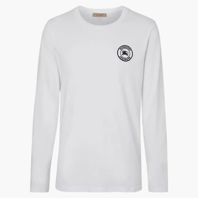 Burberry broderad logotyp bomull långärmad t-shirt vit