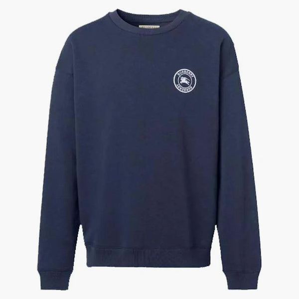 Burberry Empoidered Logo Cotton Mikina námořnictva