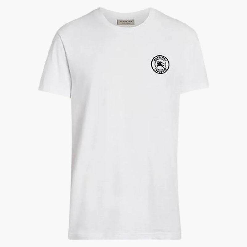 T-shirt in cotone ricamato da burberry bianco