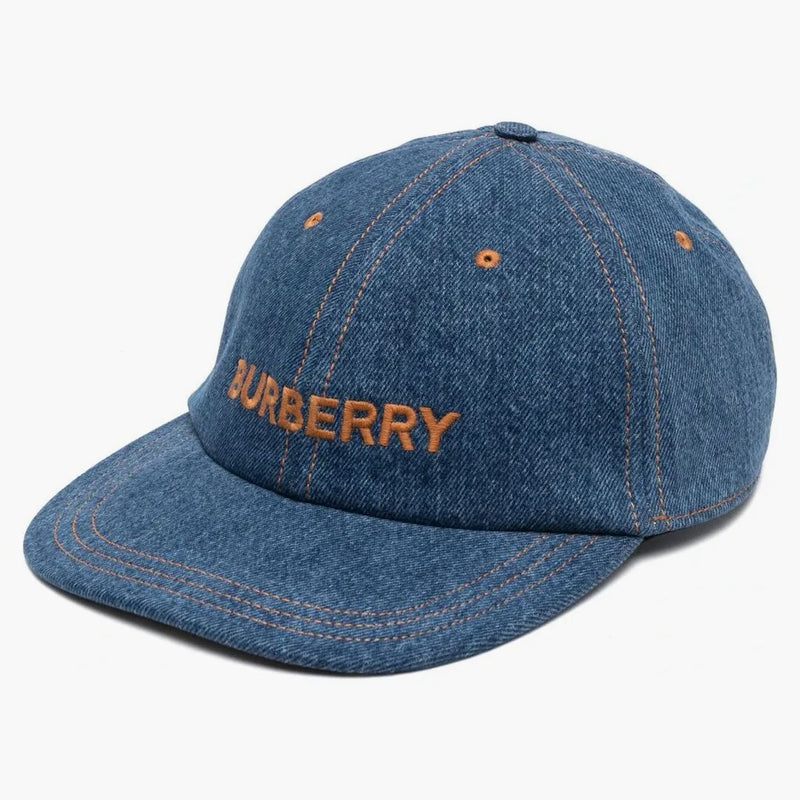 Burberry Embroidered-Logo Denim Baseball Cap Blue