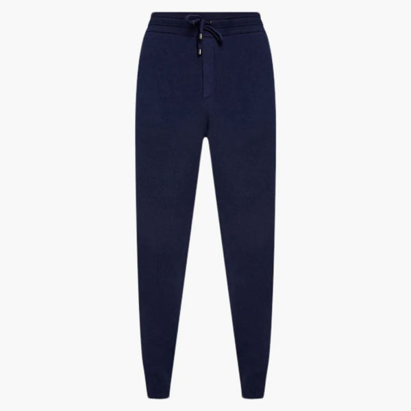 Burberry Embroidered Monogram Cashmere Track Pants Navy