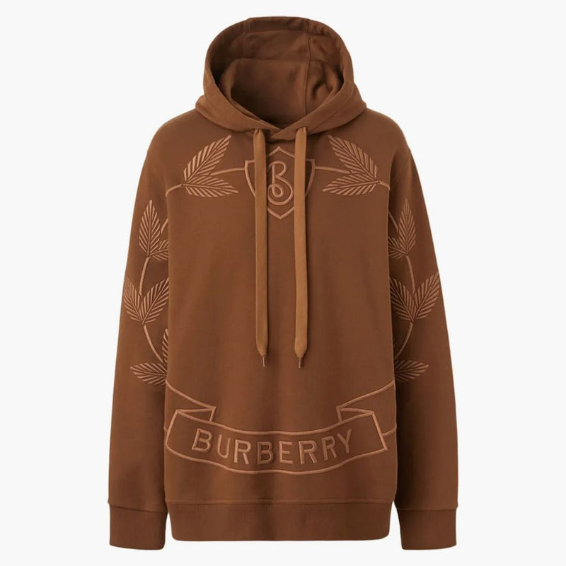 Vyšívaná dubová list Crest Cotter Cottodie Hoodie Dark Birch Brown