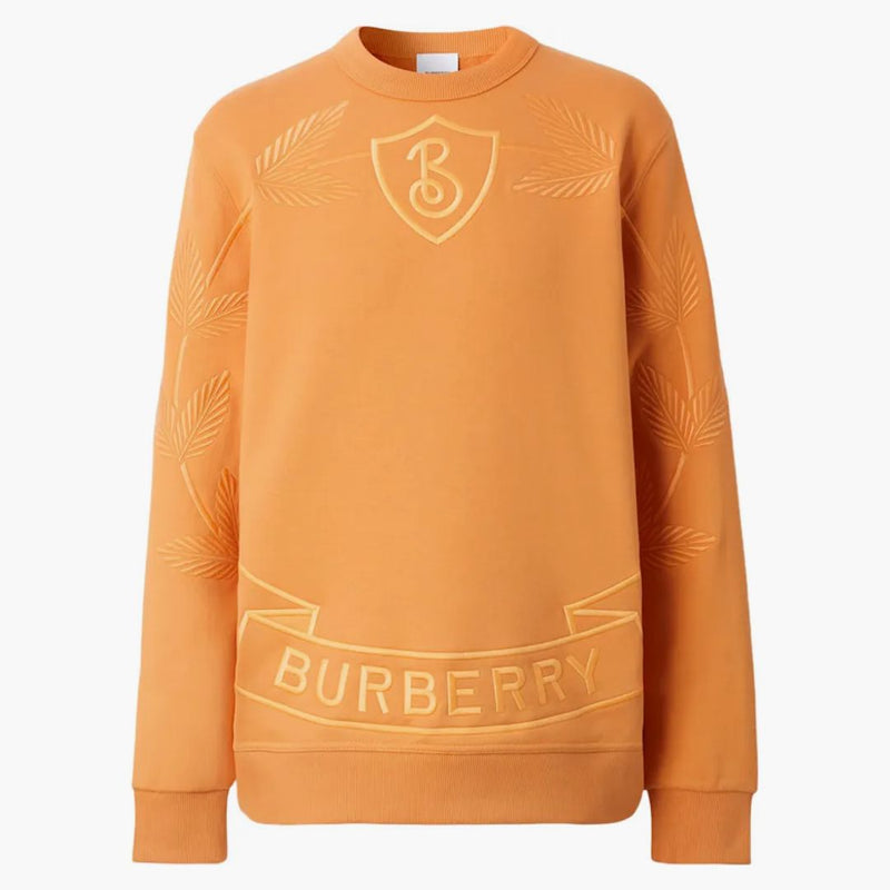 Burberry vyšívané dubové listy hřeben bavlny mikina zaprášená oranžová