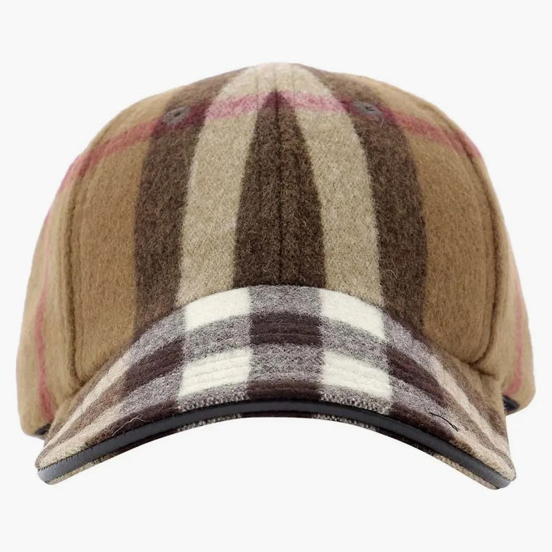 Burberry Exagerated Check Baseball Cap Baseball Birch Brown
