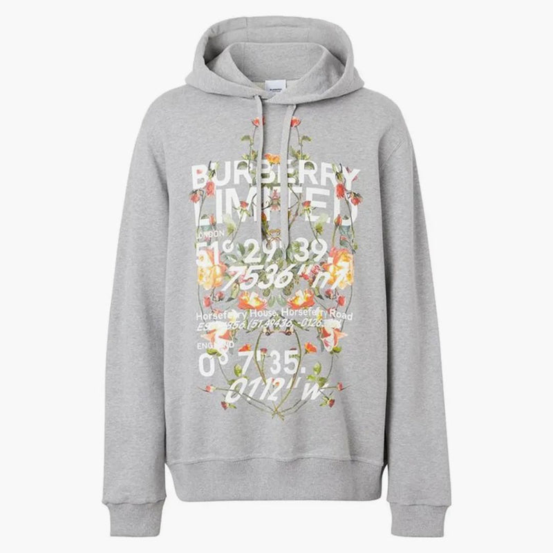 Burberry Floral Montage Print mikina šedá/melange