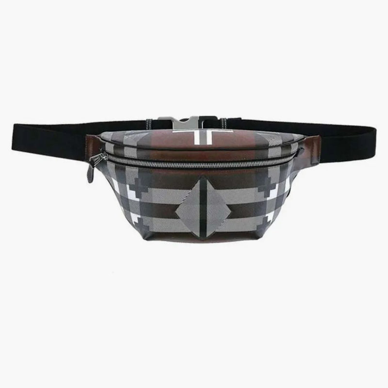 Burberry geometrisk check bum väska brun