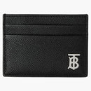 Burberry Grainy Leather TB Card Case Black/Silver-Tone