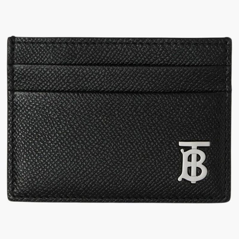 Burberry Grainy Leather Tb Card Case Black/silver-tone
