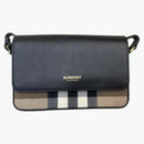 Burberry Hampshire Check Canvas Leather Crossbody Black