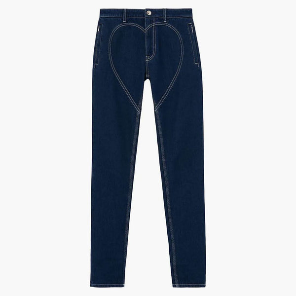 Burberry Heart Stitched Straight Leg Jeans Blue