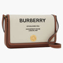 Tiskové plátno Burberry Horseferry a kožená poznámková taška Mini Natural/Tan