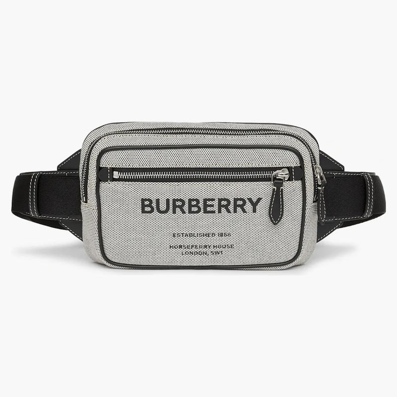 Burberry Horseferry Print Cotton Canvas Bum Bag Grå/svart