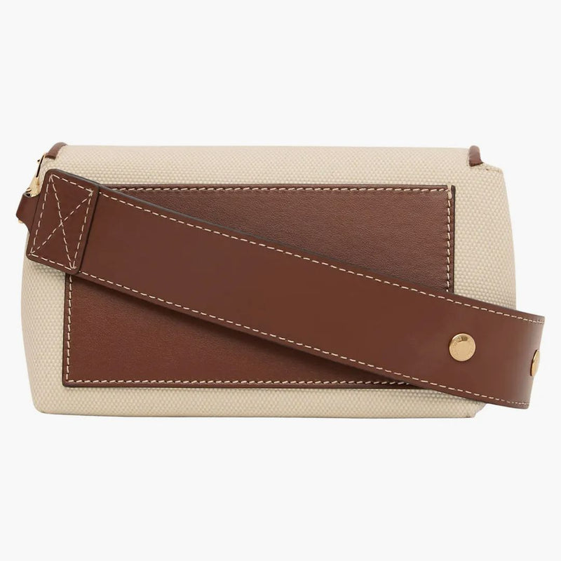 Burberry Horseferry Stampa in tela di cotone Crossbody Borsa Small Natural/Tan