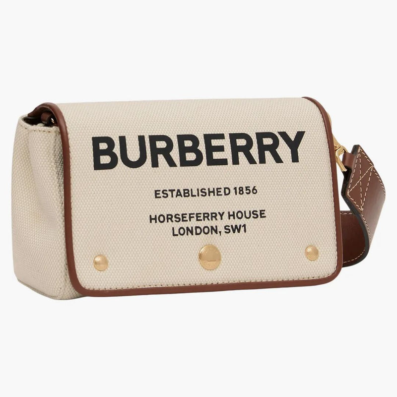 Burberry Horseferry Stampa in tela di cotone Crossbody Borsa Small Natural/Tan