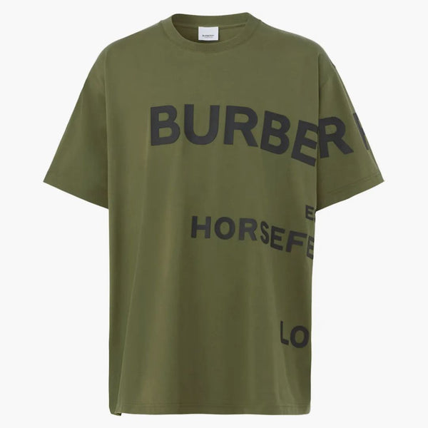 Burberry Horseferry T-shirt oversize di cotone oliva/nero
