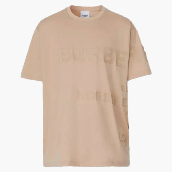 Burberry Horseferry T-shirt di cotone oversize Morbida Fawn Beige