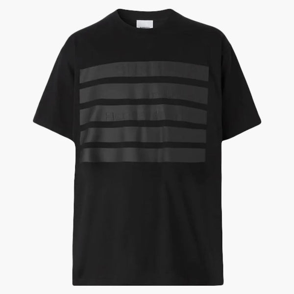 Burberry Horseferry Stripe Stampa di cotone Oversize T-shirt Nero