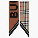 Burberry House Check Patterned Silk Scarf beige