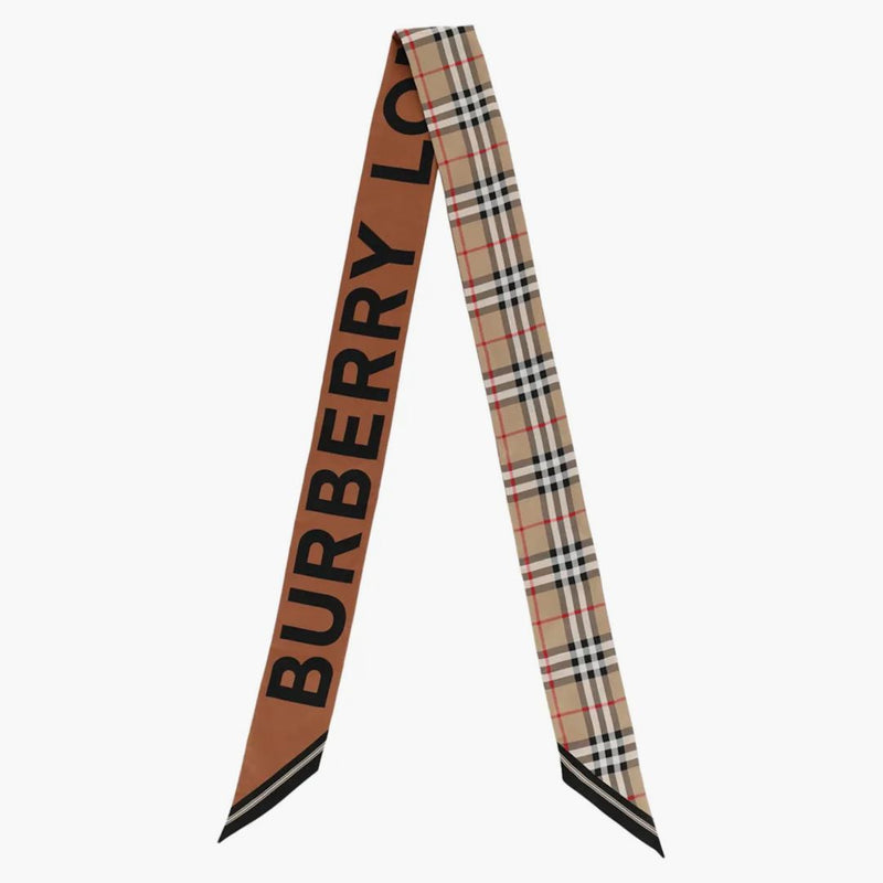 Burberry House Check Patterned Silk Scarf beige