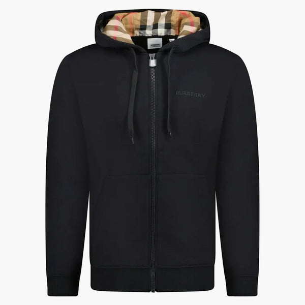 Burberry Hove Check Empoidery Logo Zip Hoodie Black