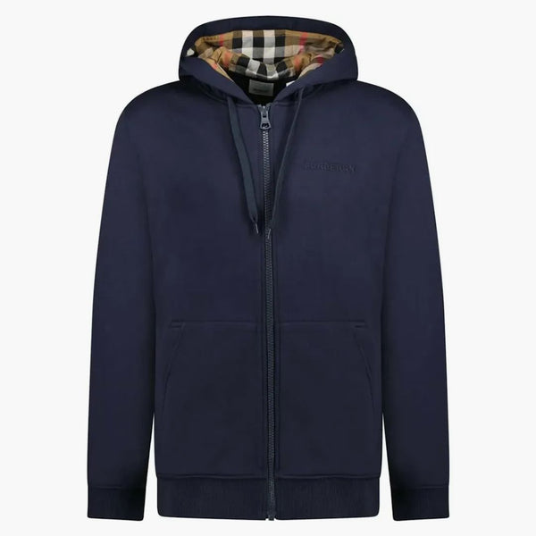 Burberry Hove Check Empoidery Logo Zip Hoodie Navy