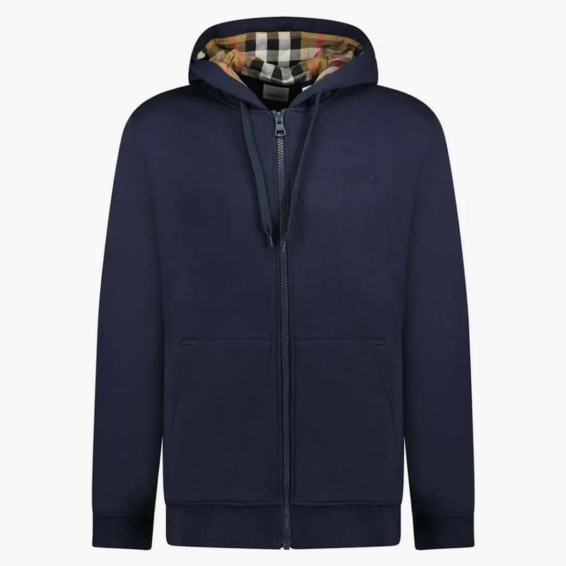 Burberry Hove check broderi logotyp Zip Hoodie Navy
