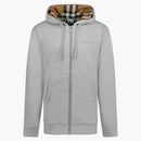 Burberry Hove Check Embroidery Logo Zip Hoodie Pale Grey